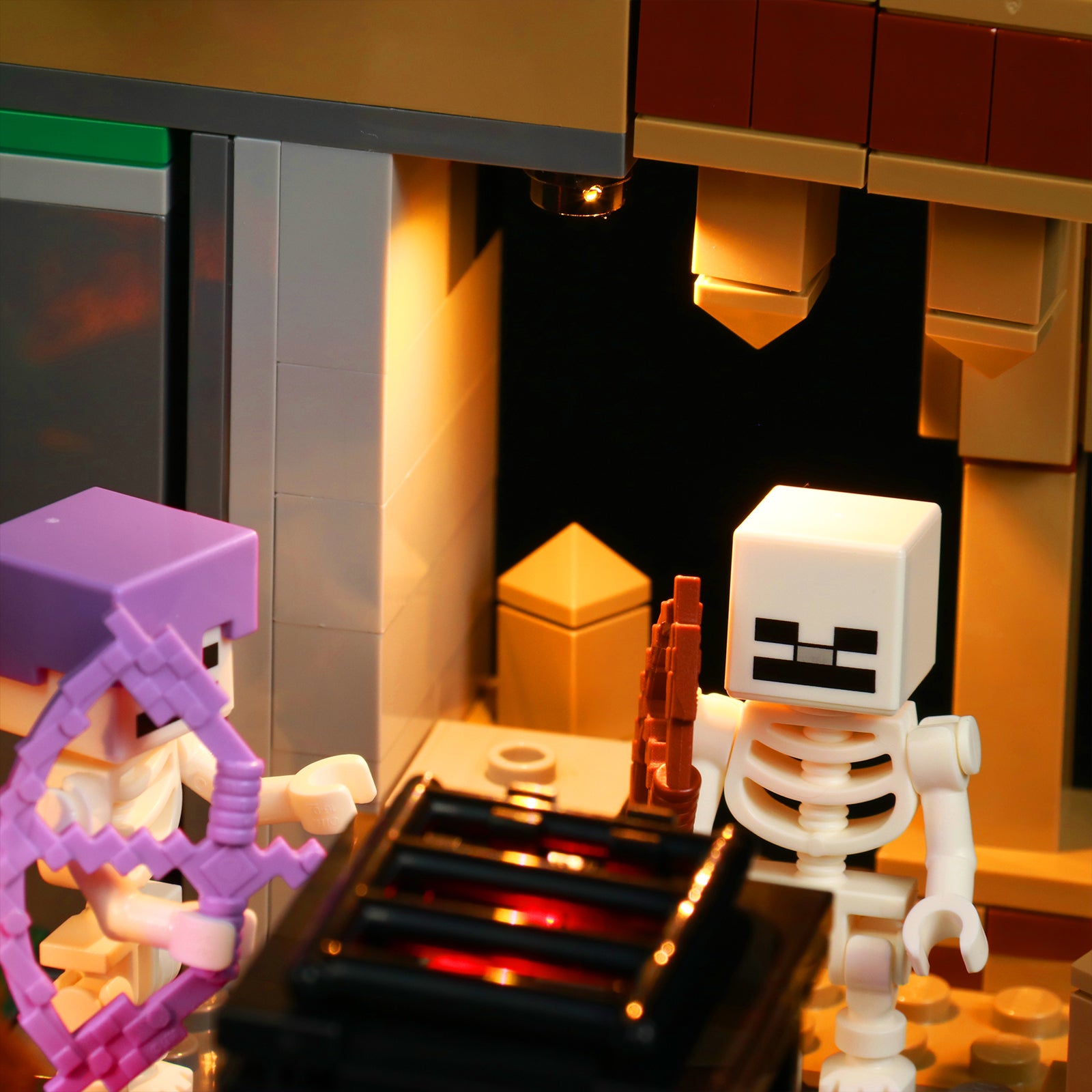 Lighting Effect Details Shown of BrickBling Light Kit for LEGO Minecraft The Skeleton Dungeon 21189