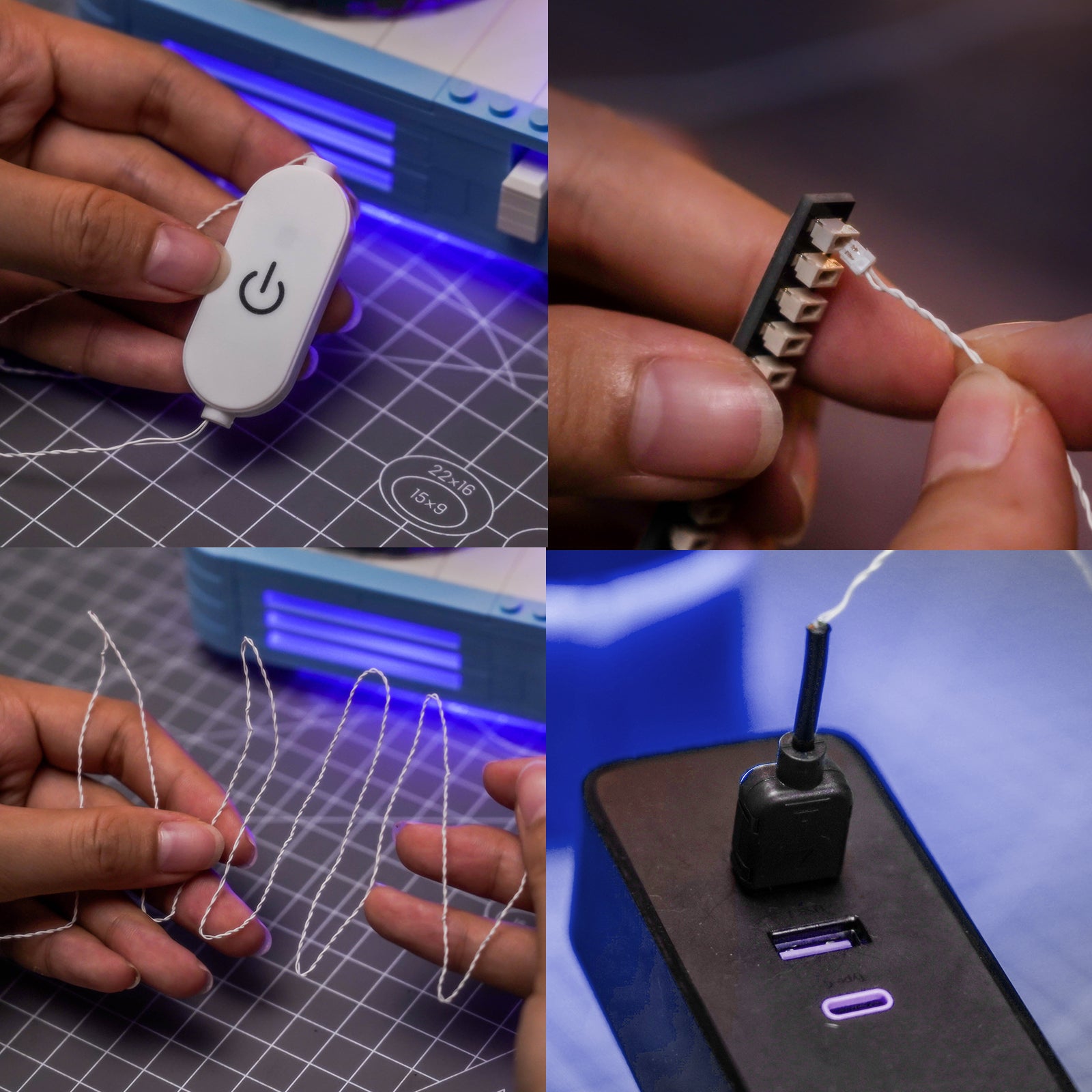 Câble d'extension d'alimentation à interrupteur tactile pour kit d'éclairage BrickBling