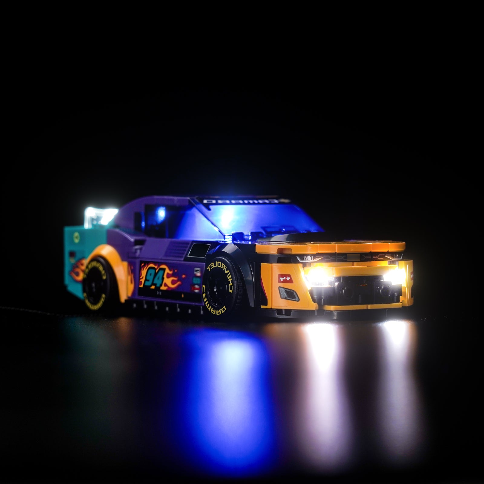 BrickBling's LEGO Speed Champions NASCAR® Next-Generation Chevrolet Camaro ZL1 76935 Lighting Kit turns your building experience into a dazzling feast, enhancing the sleek lines and dynamic features of the next-generation Chevrolet Camaro ZL1. This NASCAR toy model car features realistic features, including a rear spoiler, front grille, hood, headlights and wheels, as well as authentic Camaro, Cup Series and NASCAR logos, all of which highlight exquisite craftsmanship and forward-looking aesthetics. Our