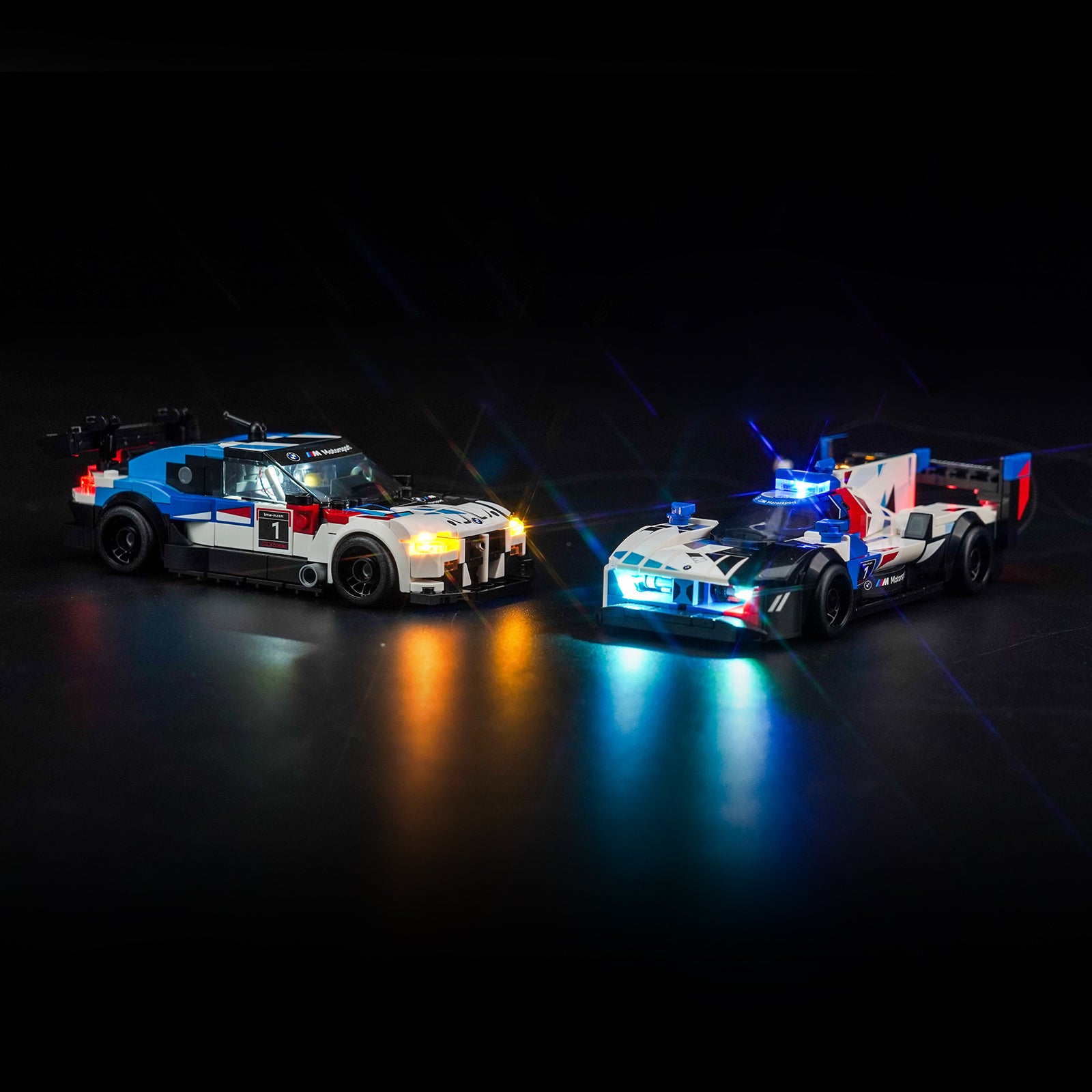 Kit d'éclairage BrickBling pour voitures de course LEGO Speed Champions BMW M4 GT3 et BMW M Hybrid V8 76922