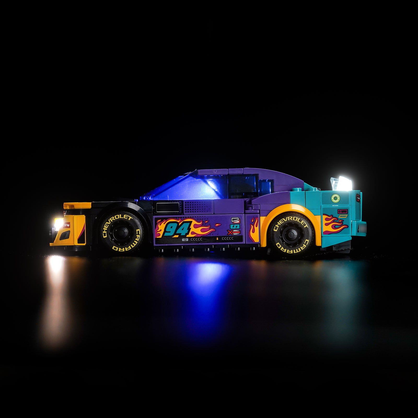 BrickBling's LEGO Speed Champions NASCAR® Next-Generation Chevrolet Camaro ZL1 76935 Lighting Kit turns your building experience into a dazzling feast, enhancing the sleek lines and dynamic features of the next-generation Chevrolet Camaro ZL1. This NASCAR toy model car features realistic features, including a rear spoiler, front grille, hood, headlights and wheels, as well as authentic Camaro, Cup Series and NASCAR logos, all of which highlight exquisite craftsmanship and forward-looking aesthetics. Our