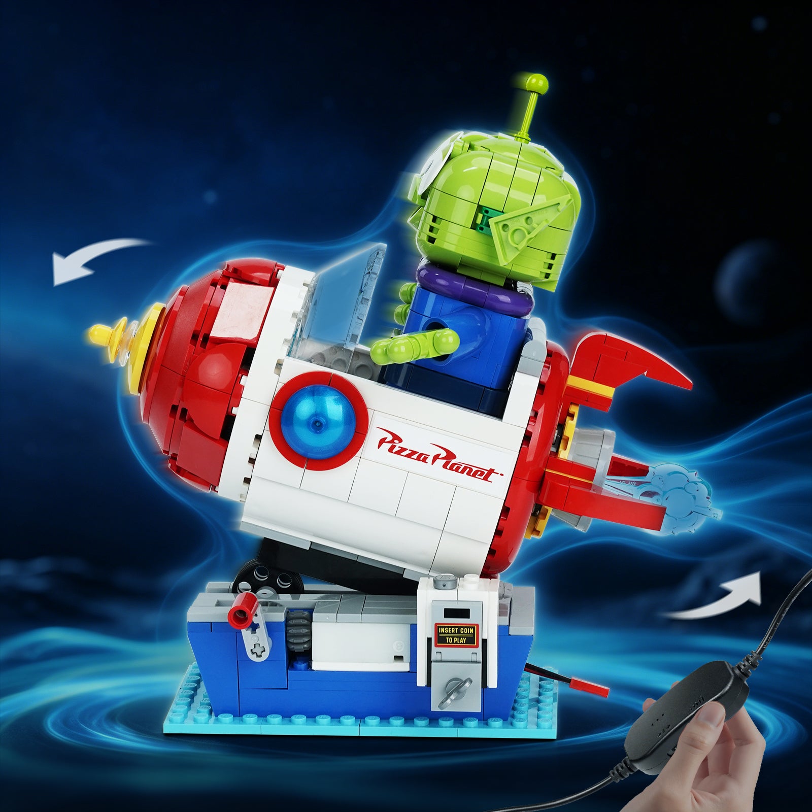 BrickBling Motorized Power Functions Kit for LEGO Disney Alien with Pizza Planet Rocket Ride 43307