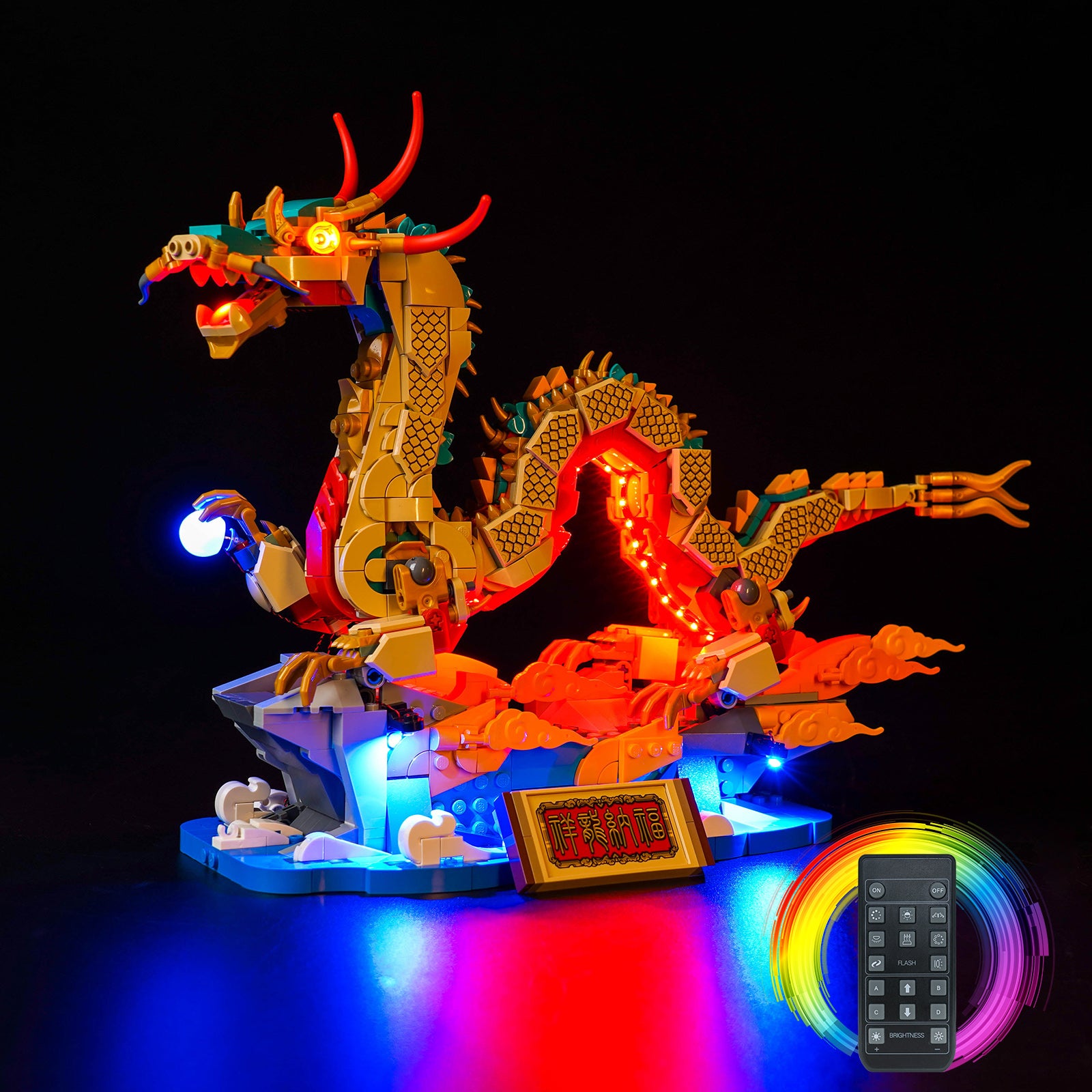 BrickBling Light Kit for LEGO Auspicious Dragon 80112 Remote Control Version