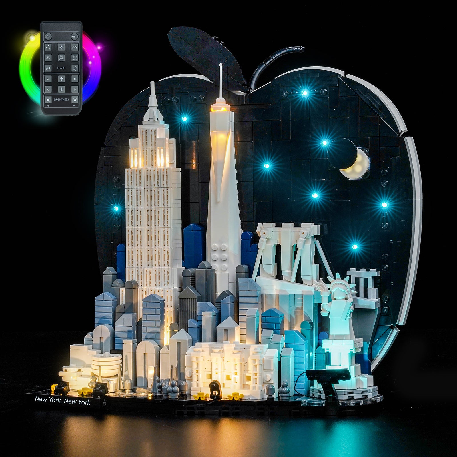 BrickBling Light Kit for LEGO Architecture New York City – The Big Apple 21066 Remote Control Version