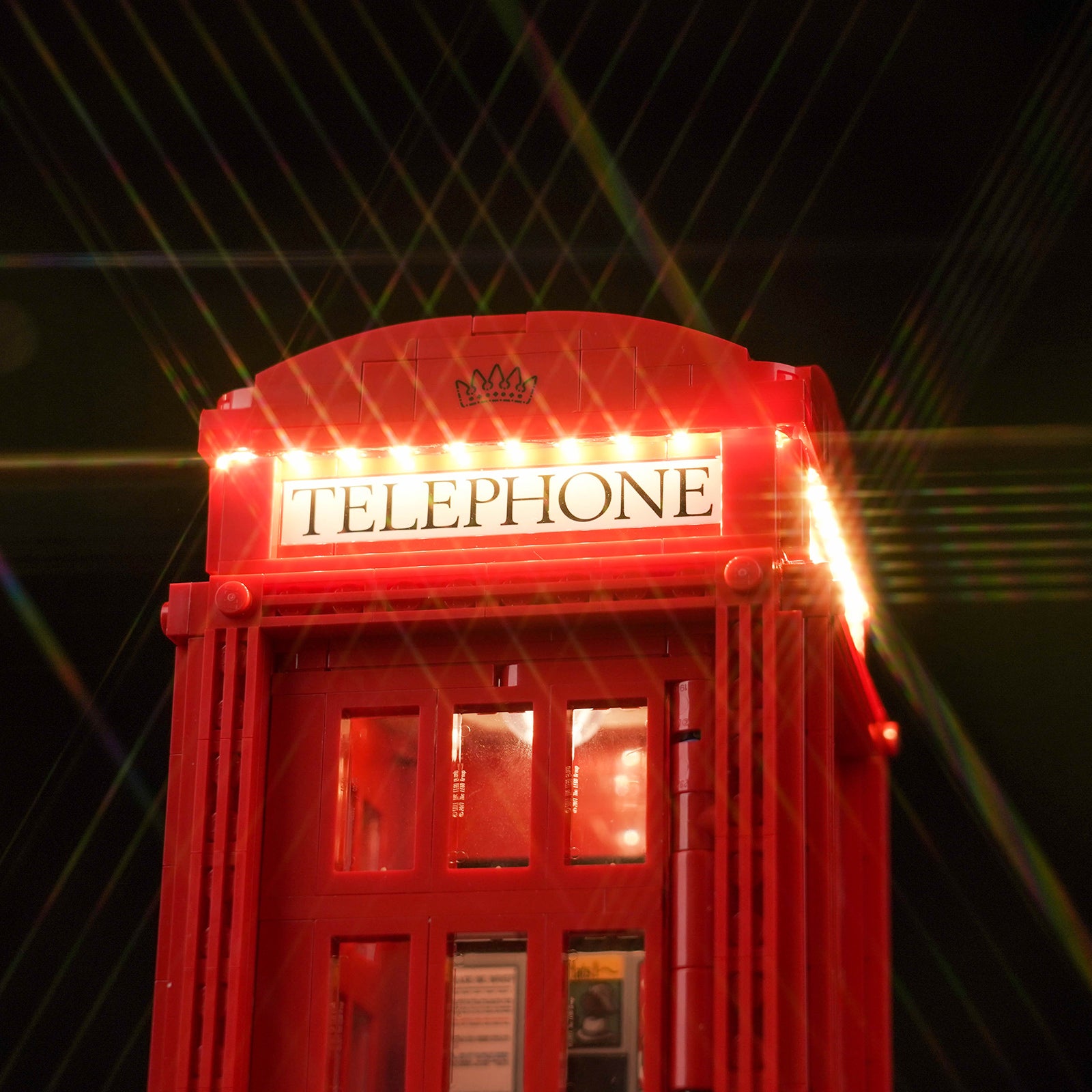 Detail of BrickBling LED Light Kit for LEGO Ideas Red London Telephone Box 21347