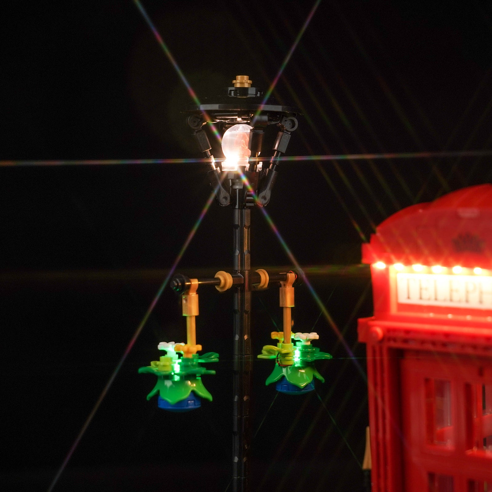 Detail of BrickBling LED Light Kit for LEGO Ideas Red London Telephone Box 21347