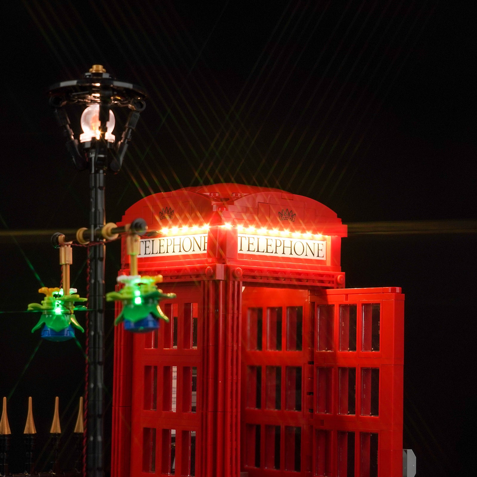 Detail of BrickBling LED Light Kit for LEGO Ideas Red London Telephone Box 21347