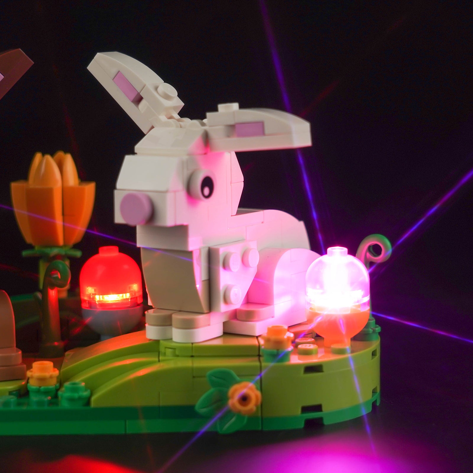 Detailed Display of BrickBling Light Kit for LEGO Easter Rabbits Display 40523