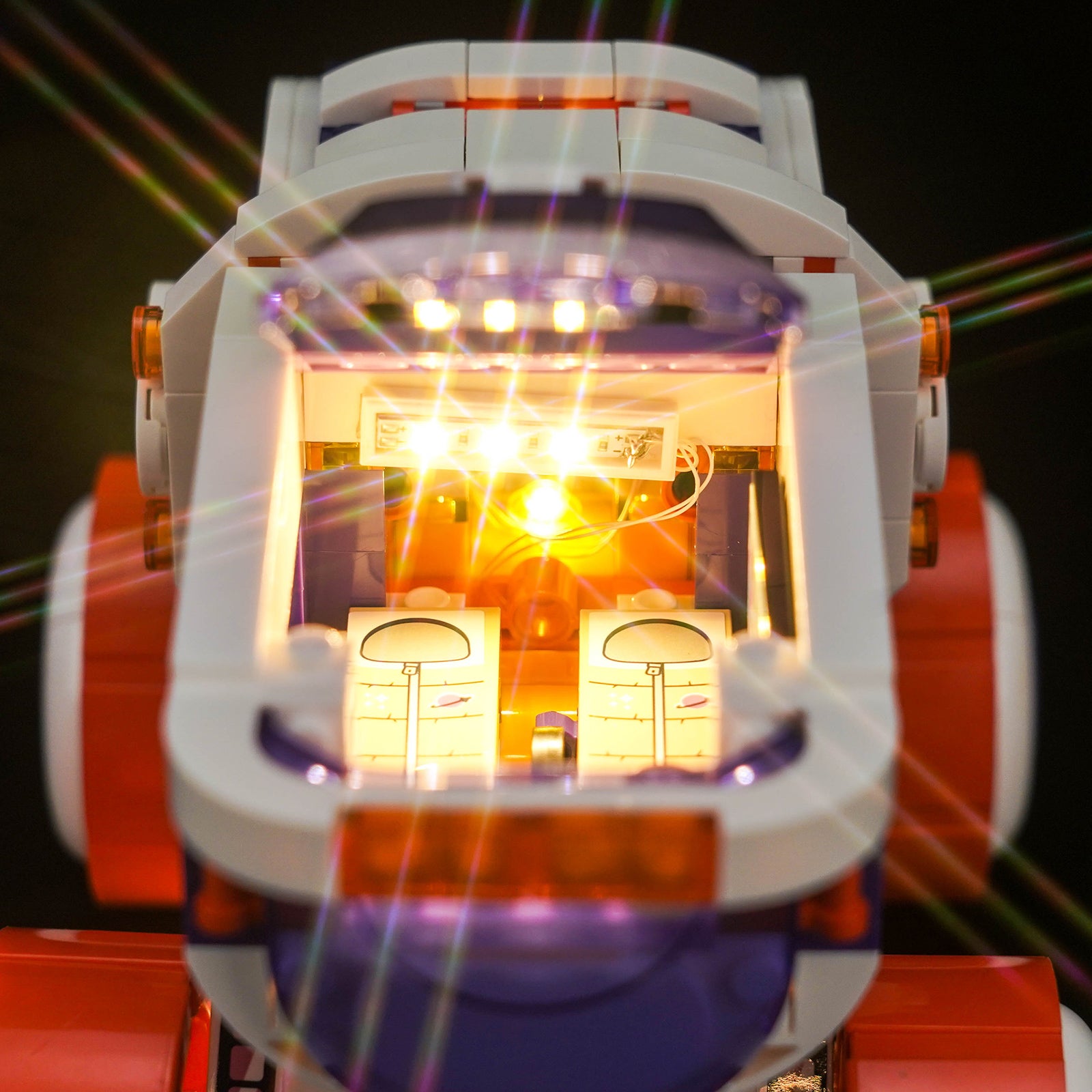 Lighting Effect Details Shown of BrickBling Light Kit for LEGO Space Research Rover 42602