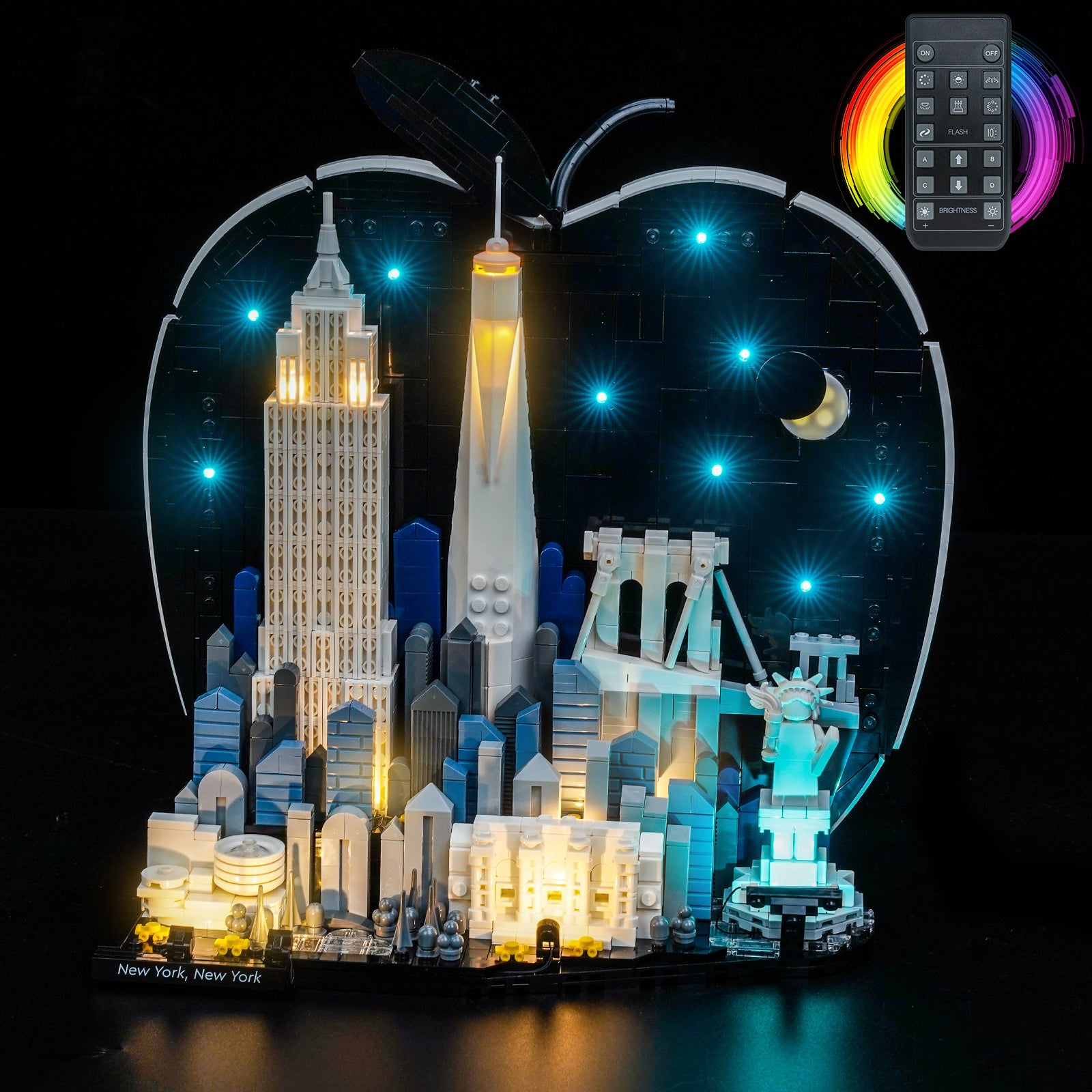 BrickBling Light Kit for LEGO Architecture New York City – The Big Apple 21066 Remote Control Version