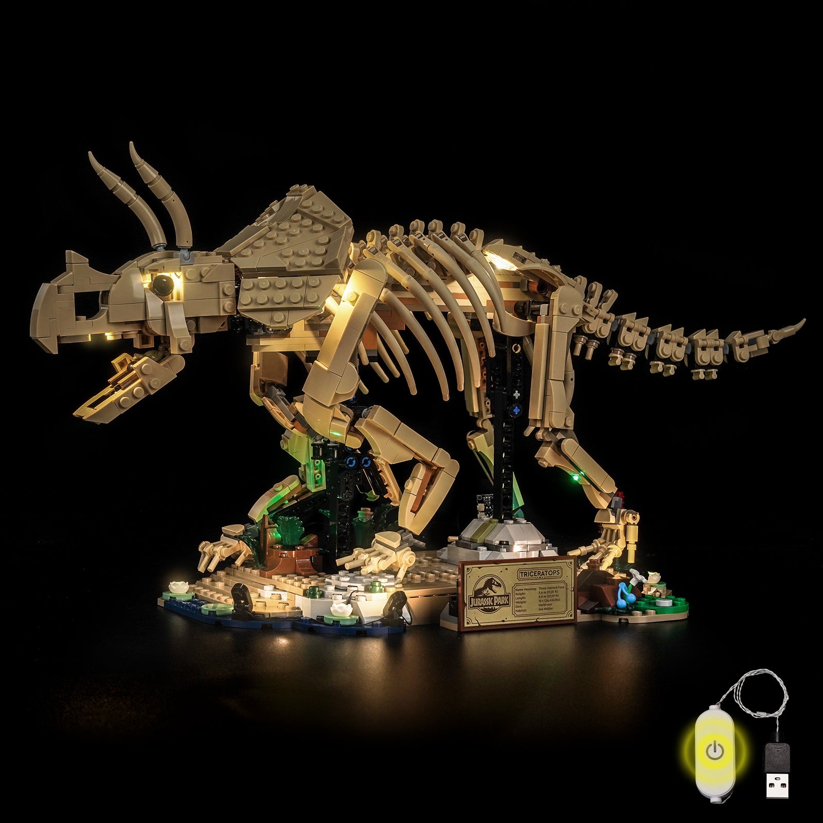 BrickBling Light Kit for LEGO Jurassic World Dinosaur Fossils: Triceratops 77985