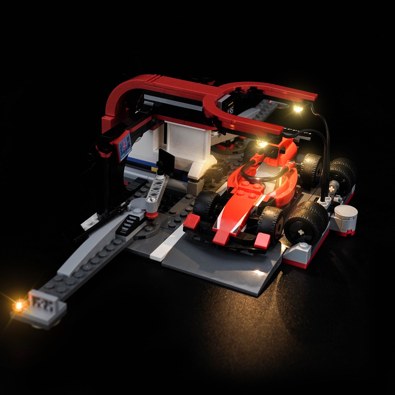 BrickBling Light Kit for LEGO City F1® Pit Stop & Pit Crew with Ferrari Car 60443