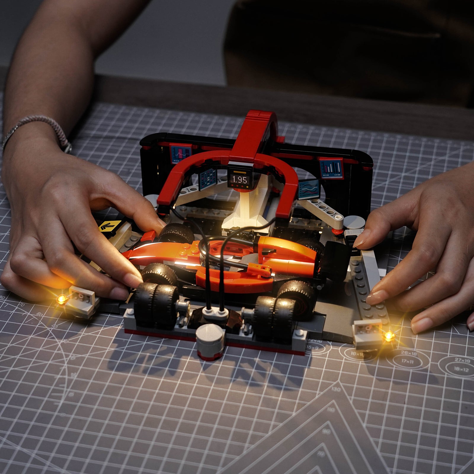 BrickBling Light Kit for LEGO City F1® Pit Stop & Pit Crew with Ferrari Car 60443