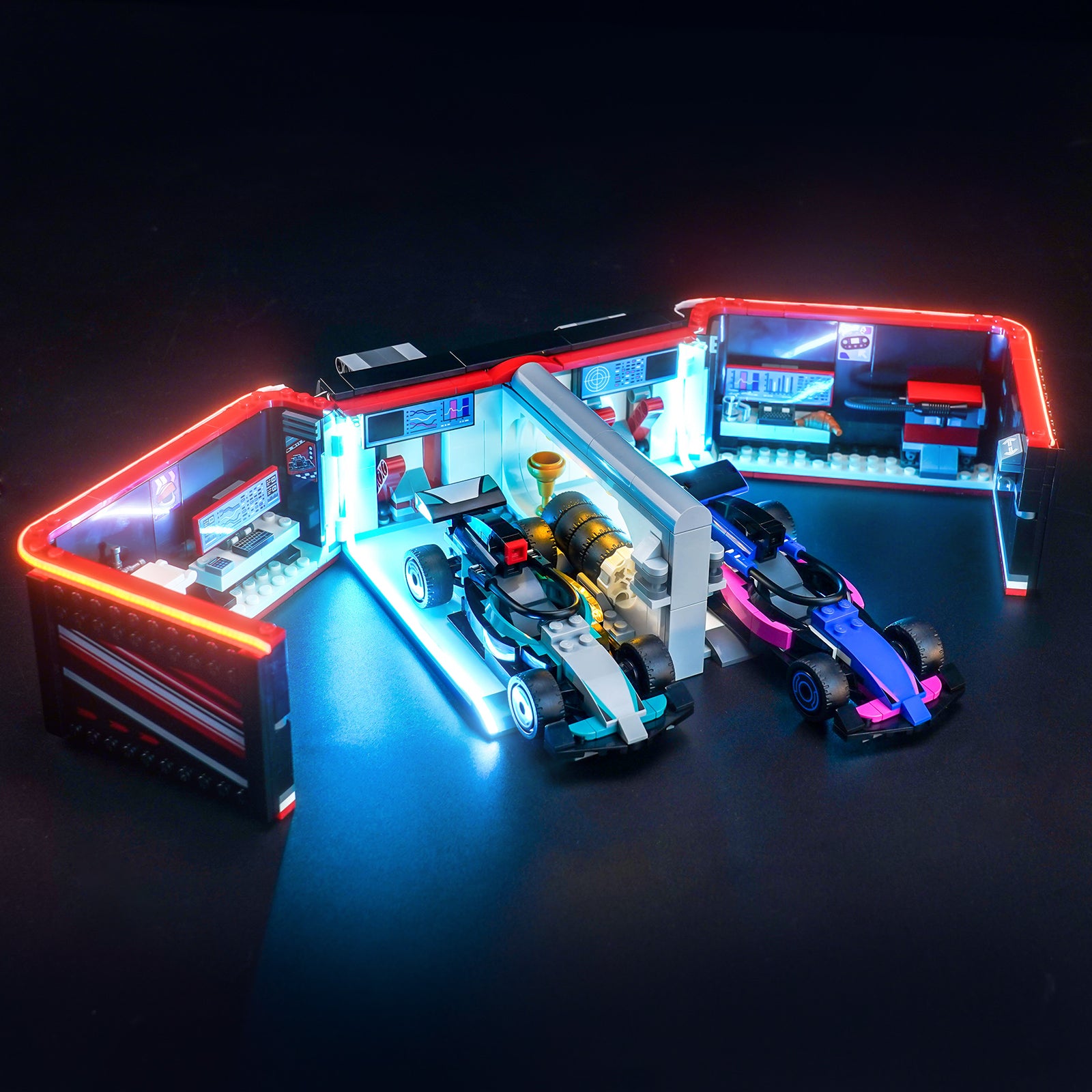 BrickBling Light Kit for LEGO City F1® Garage & Mercedes-AMG & Alpine Cars 60444