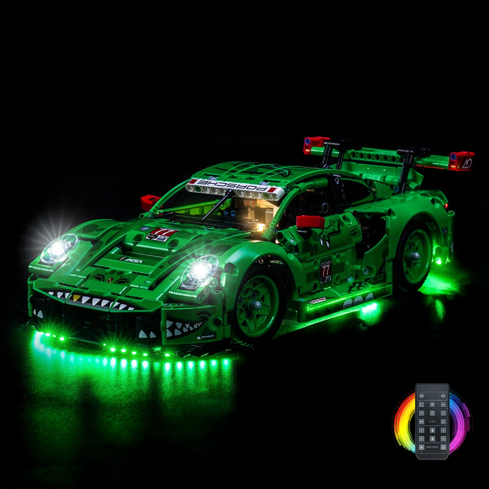 BrickBling Light Kit for LEGO Technic Porsche 911 GT3 R REXY AO Racing Car 42224 Remote Control Version