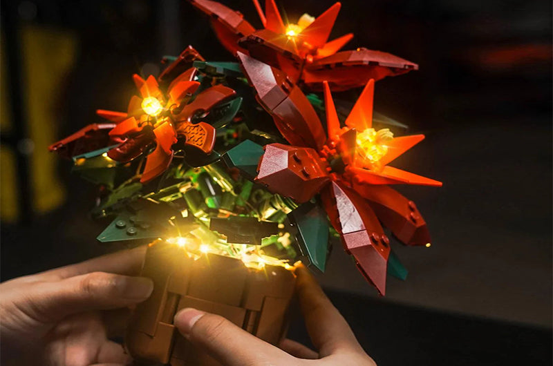 BrickBling Custom Design – A Unique LEGO Poinsettia Shining Bright This Winter