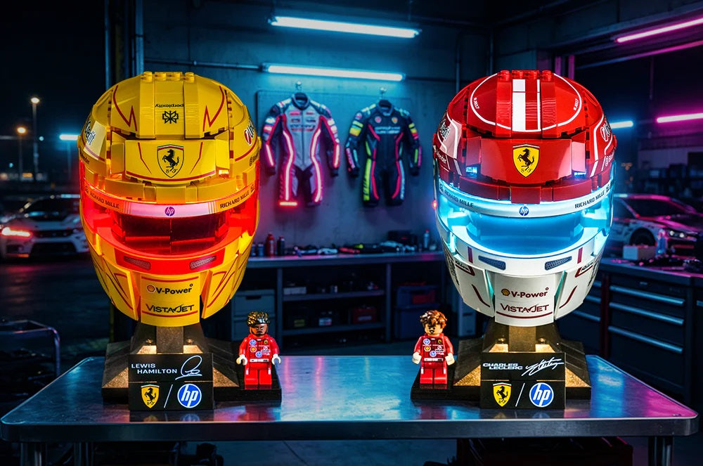 How to Light Your LEGO Scuderia Ferrari HP Helmet — Lewis Hamilton 43022 & Charles Leclerc 43014