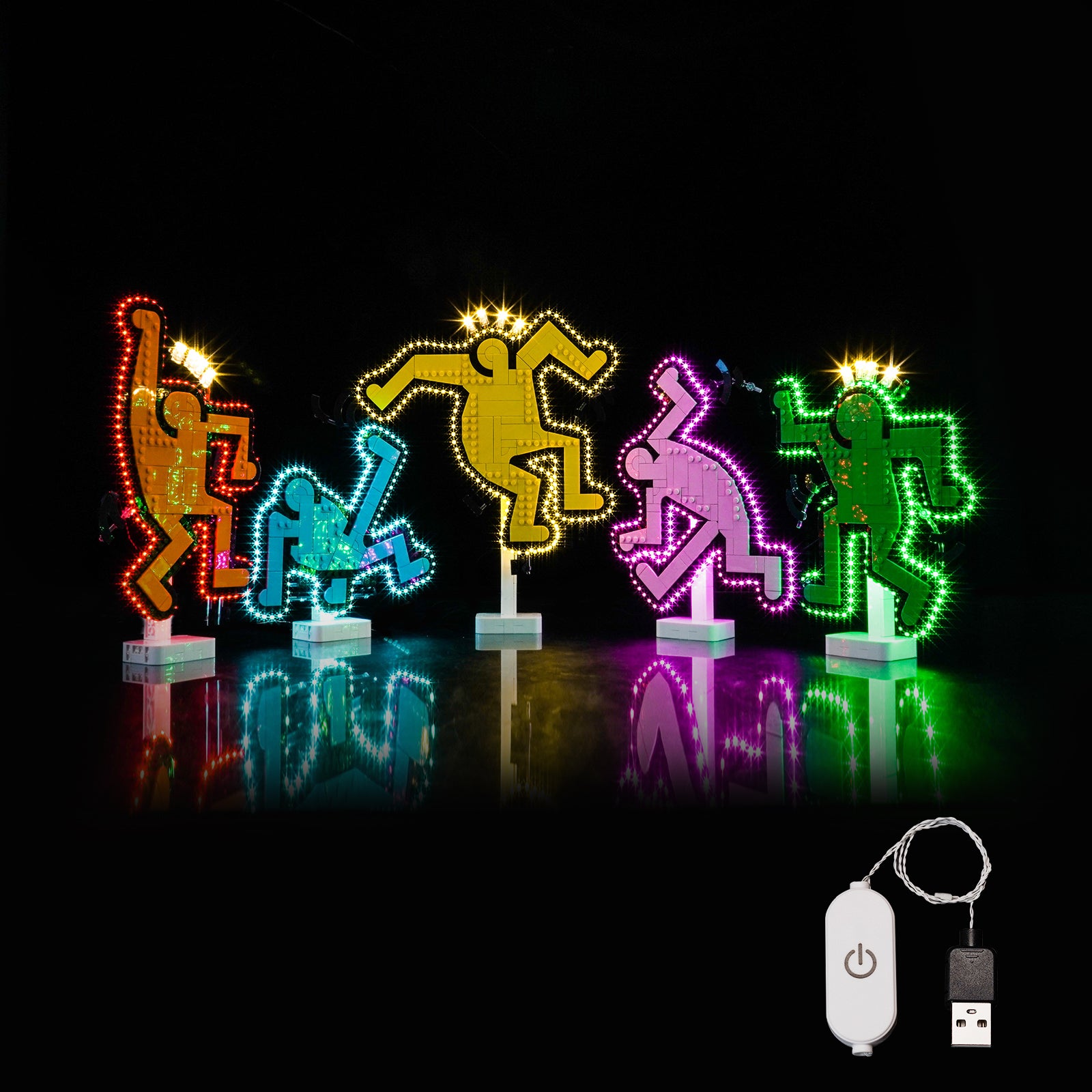 Kit d'éclairage BrickBling pour LEGO Art Keith Haring – Figurines dansantes 31216