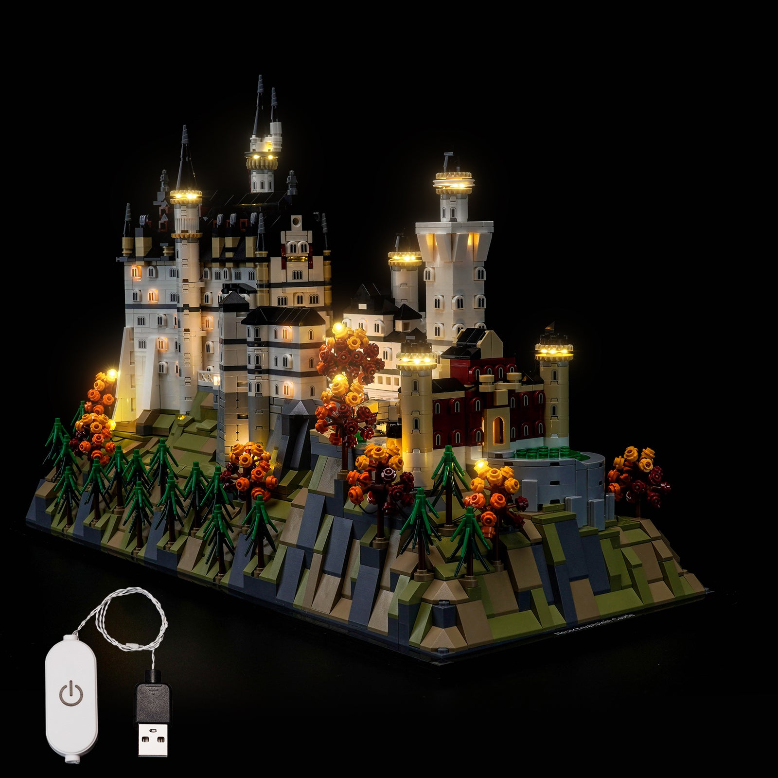 Kit d'éclairage BrickBling pour LEGO Architecture Château de Neuschwanstein 21063 Nouvelle version