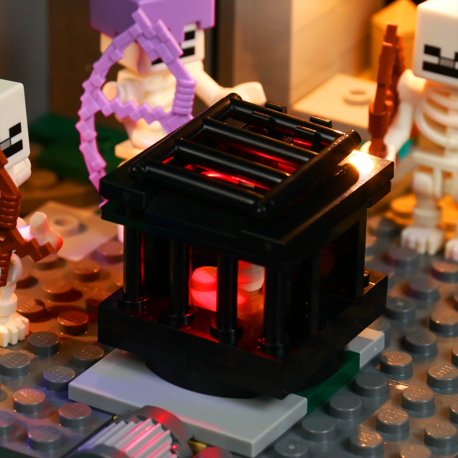Lighting Effect Details Shown of BrickBling Light Kit for LEGO Minecraft The Skeleton Dungeon 21189