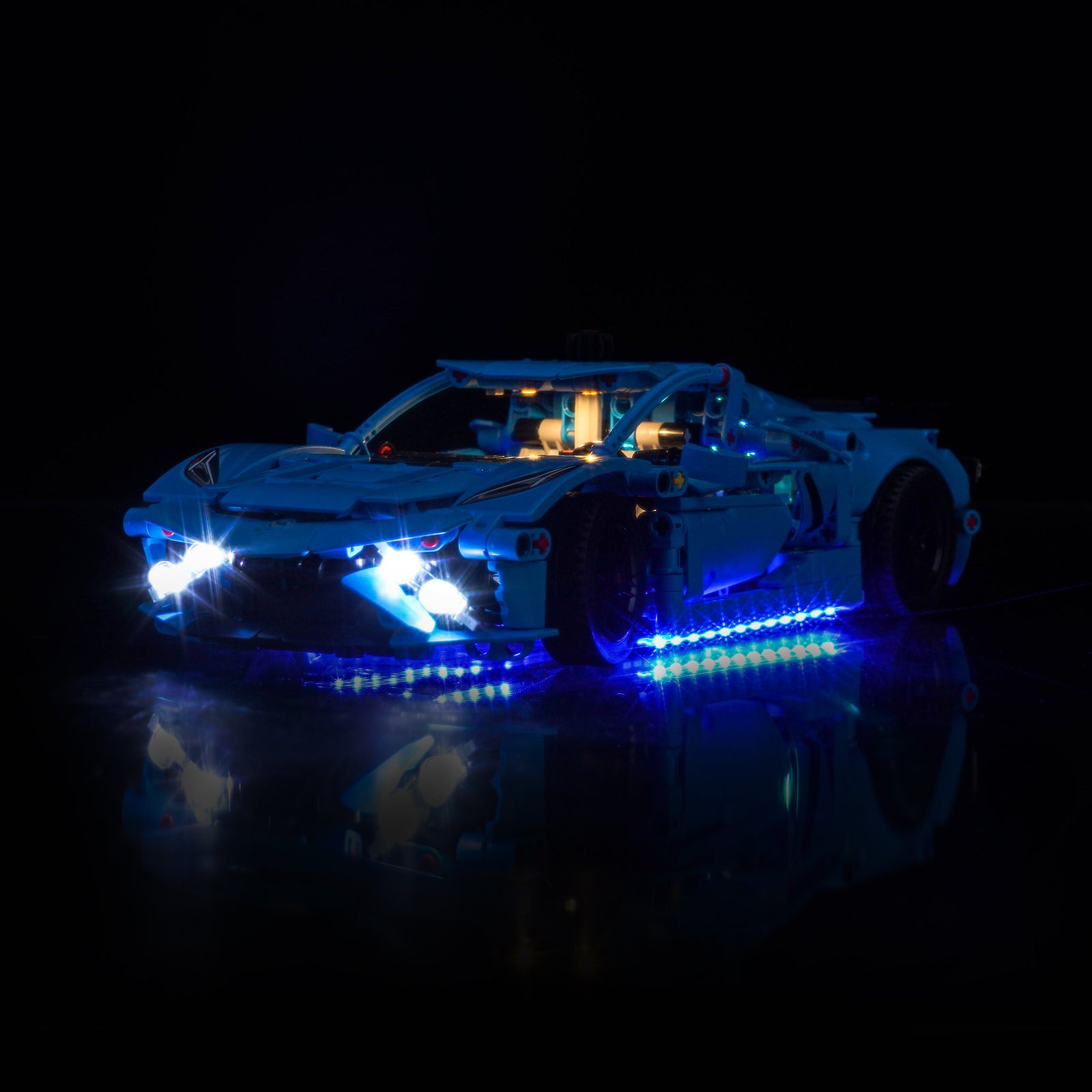 BrickBling Lichtset für LEGO Technic Chevrolet Corvette Stingray Blau 42217