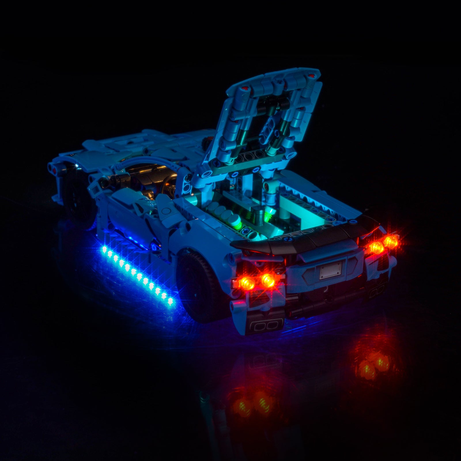 BrickBling Lichtset für LEGO Technic Chevrolet Corvette Stingray Blau 42217