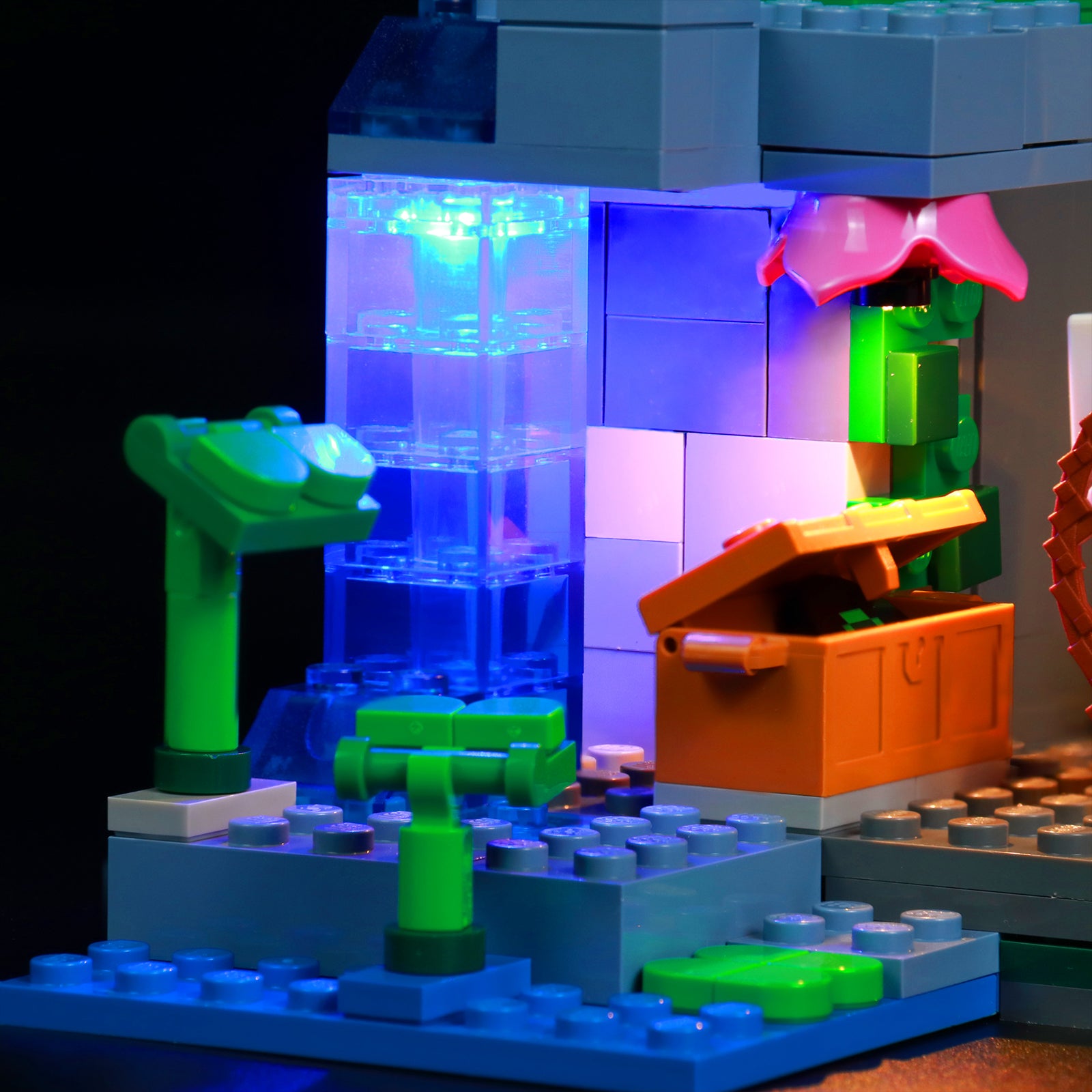 Lighting Effect Details Shown of BrickBling Light Kit for LEGO Minecraft The Skeleton Dungeon 21189