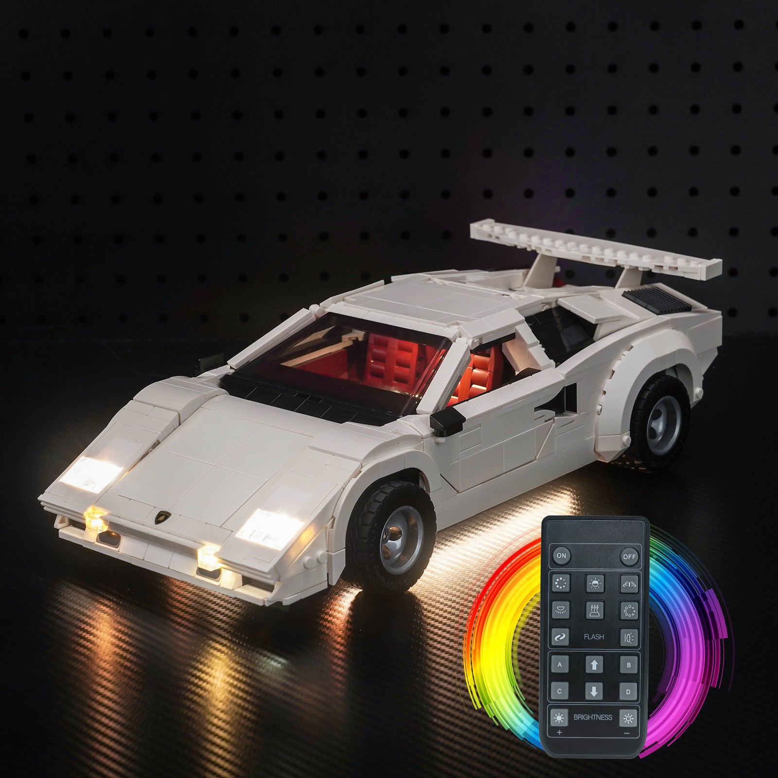 BrickBling Light Kit for LEGO Icons Lamborghini Countach 5000 Quattrovalvole 10337 Remote Control Version