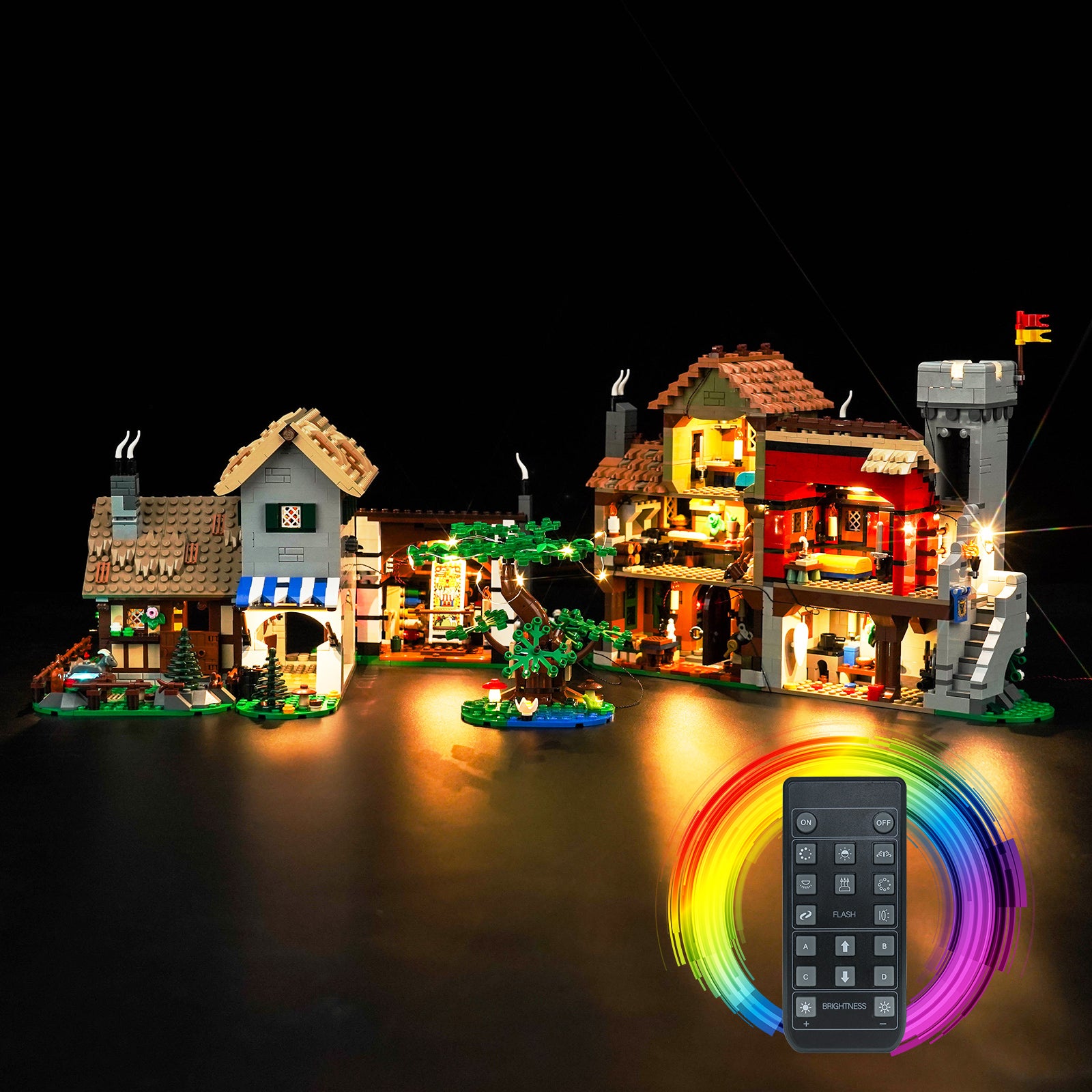 BrickBling Light Kit for LEGO Icons Medieval Town Square 10332 Remote Version Version