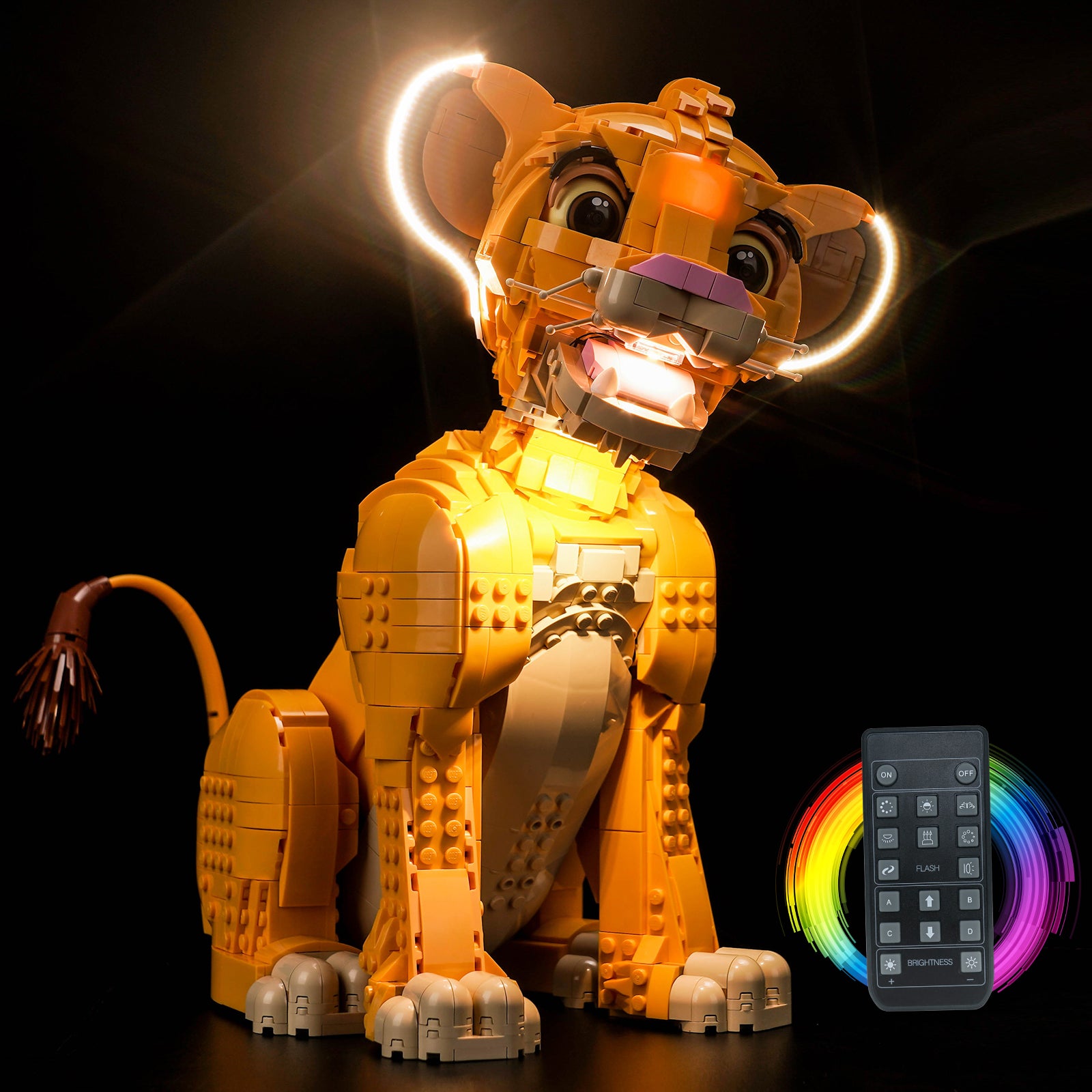 BrickBling Light Kit for LEGO Disney Young Simba the Lion King 43247 Remote Control Version