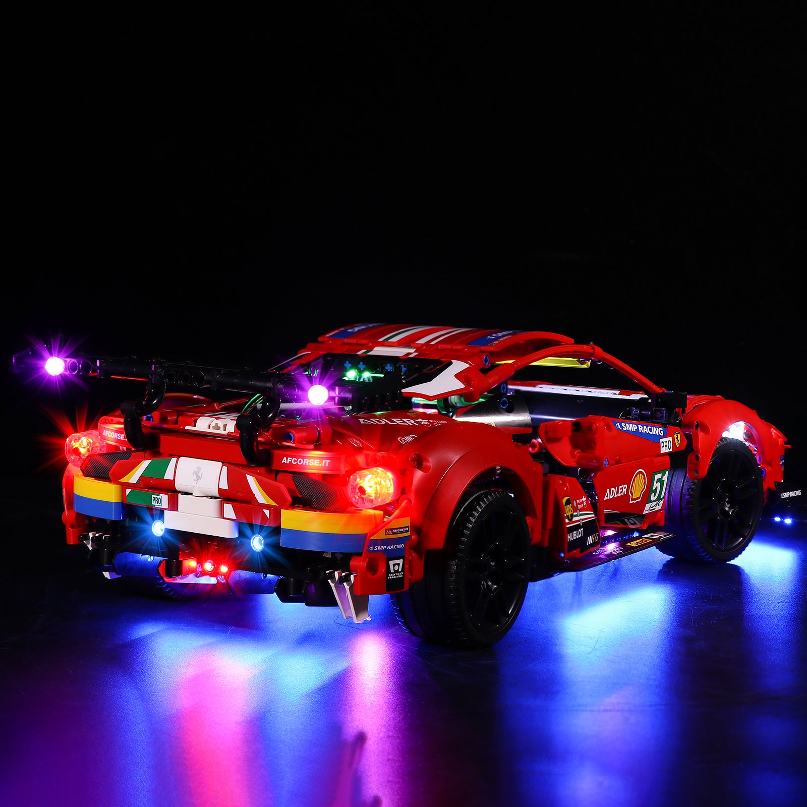 Kit d'éclairage BrickBling pour LEGO Ferrari 488 GTE « AF Corse #51 » 42125