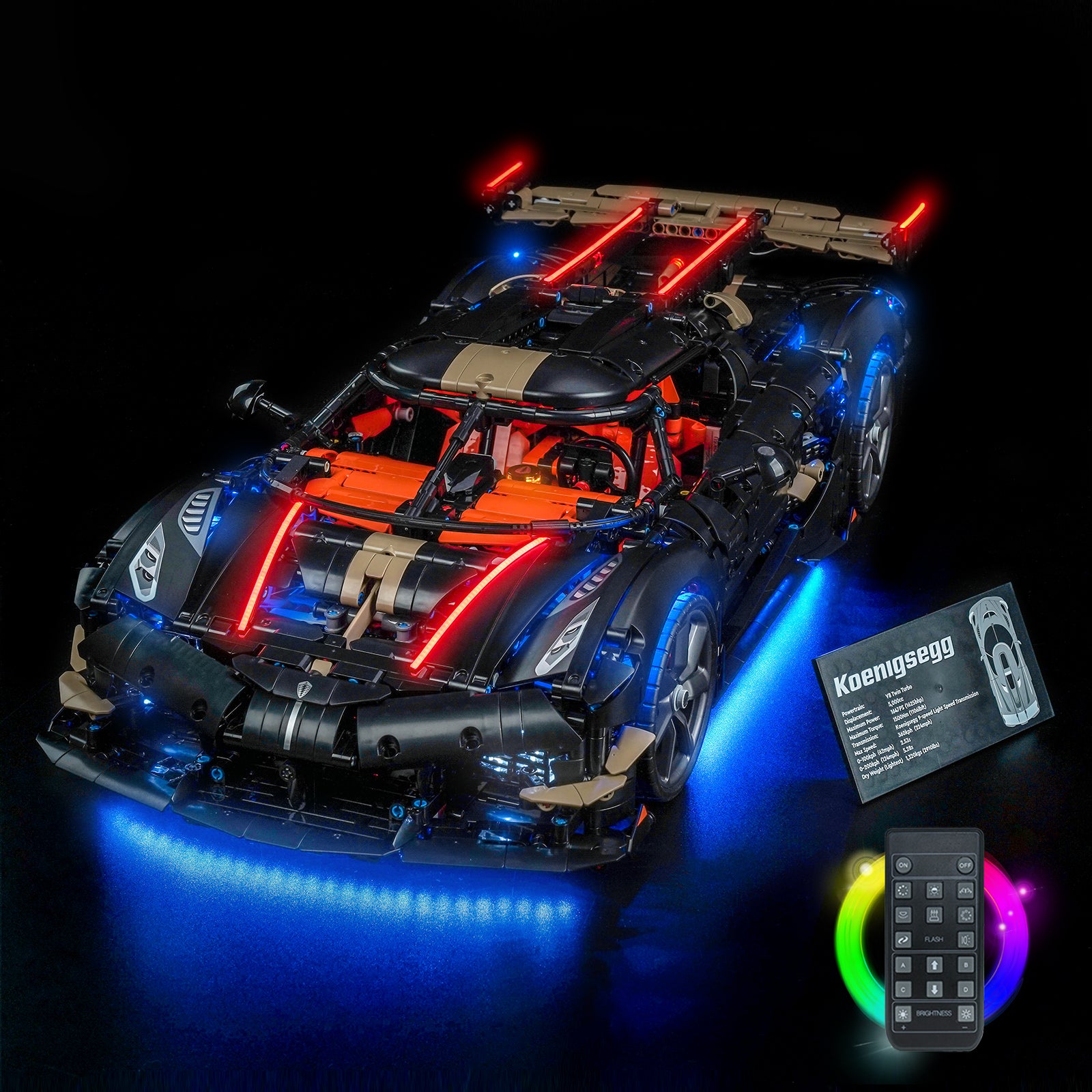 BrickBling Light Kit for LEGO Technic Koenigsegg Sadair's Spear Megacar 42232