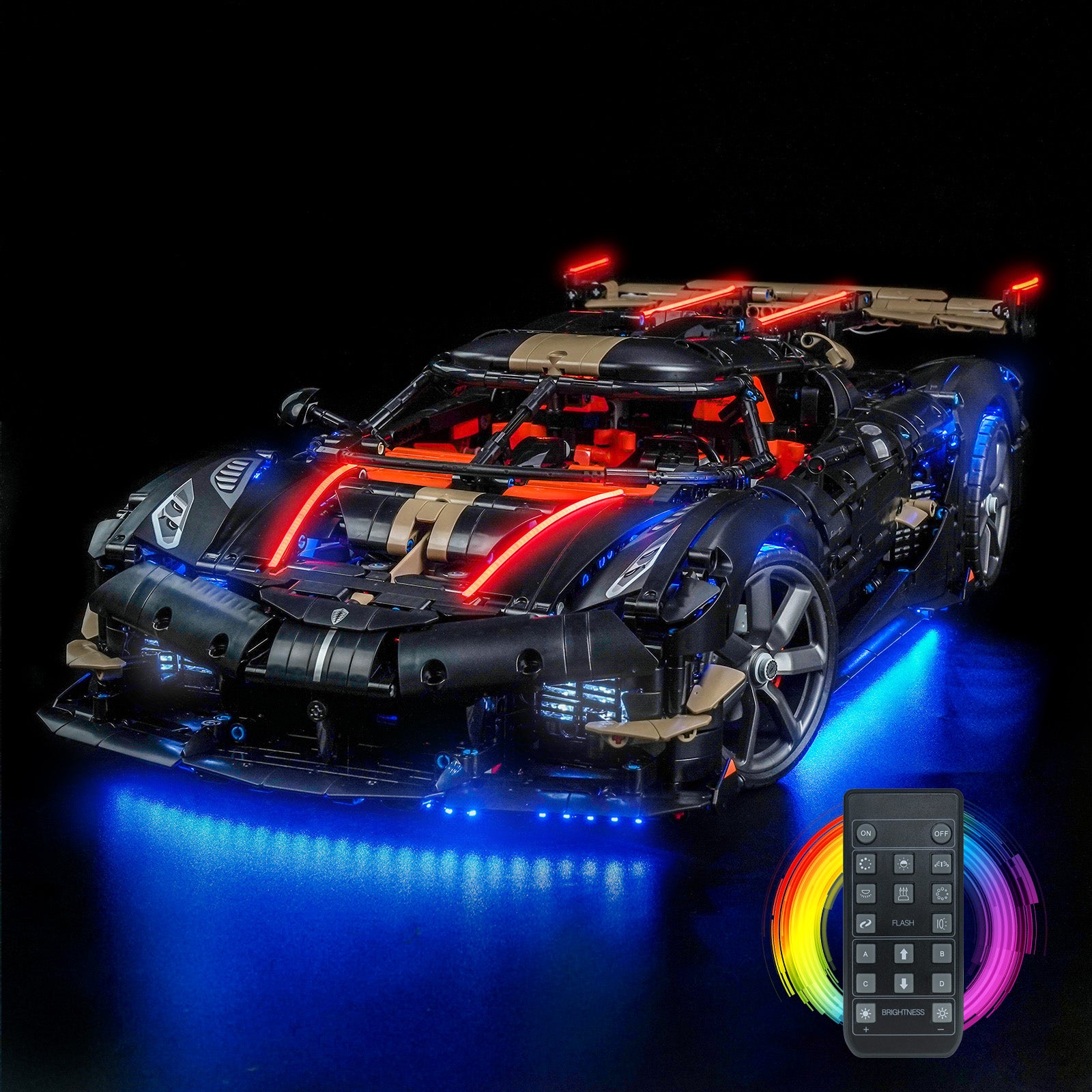 BrickBling Light Kit for LEGO Technic Koenigsegg Sadair's Spear Megacar 42232 Remote Control Version