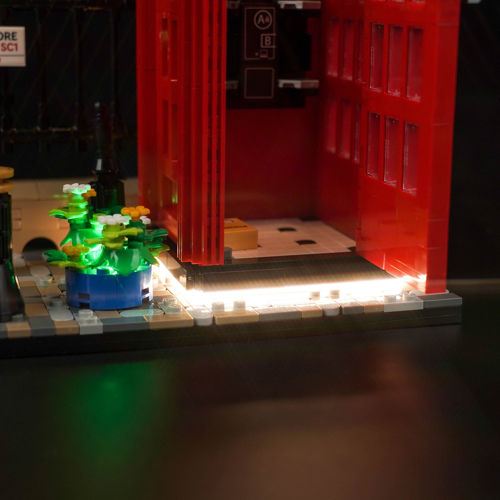 Detail of BrickBling LED Light Kit for LEGO Ideas Red London Telephone Box 21347