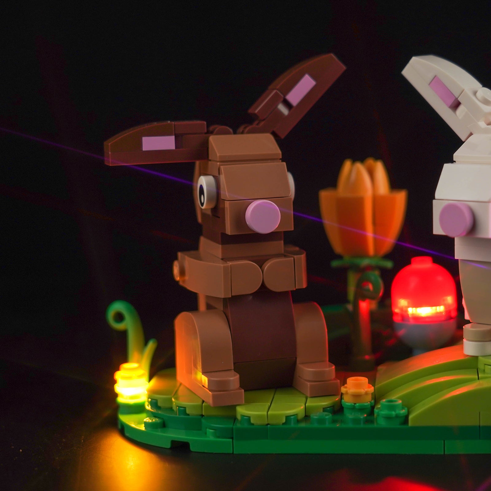 Detailed Display of BrickBling Light Kit for LEGO Easter Rabbits Display 40523