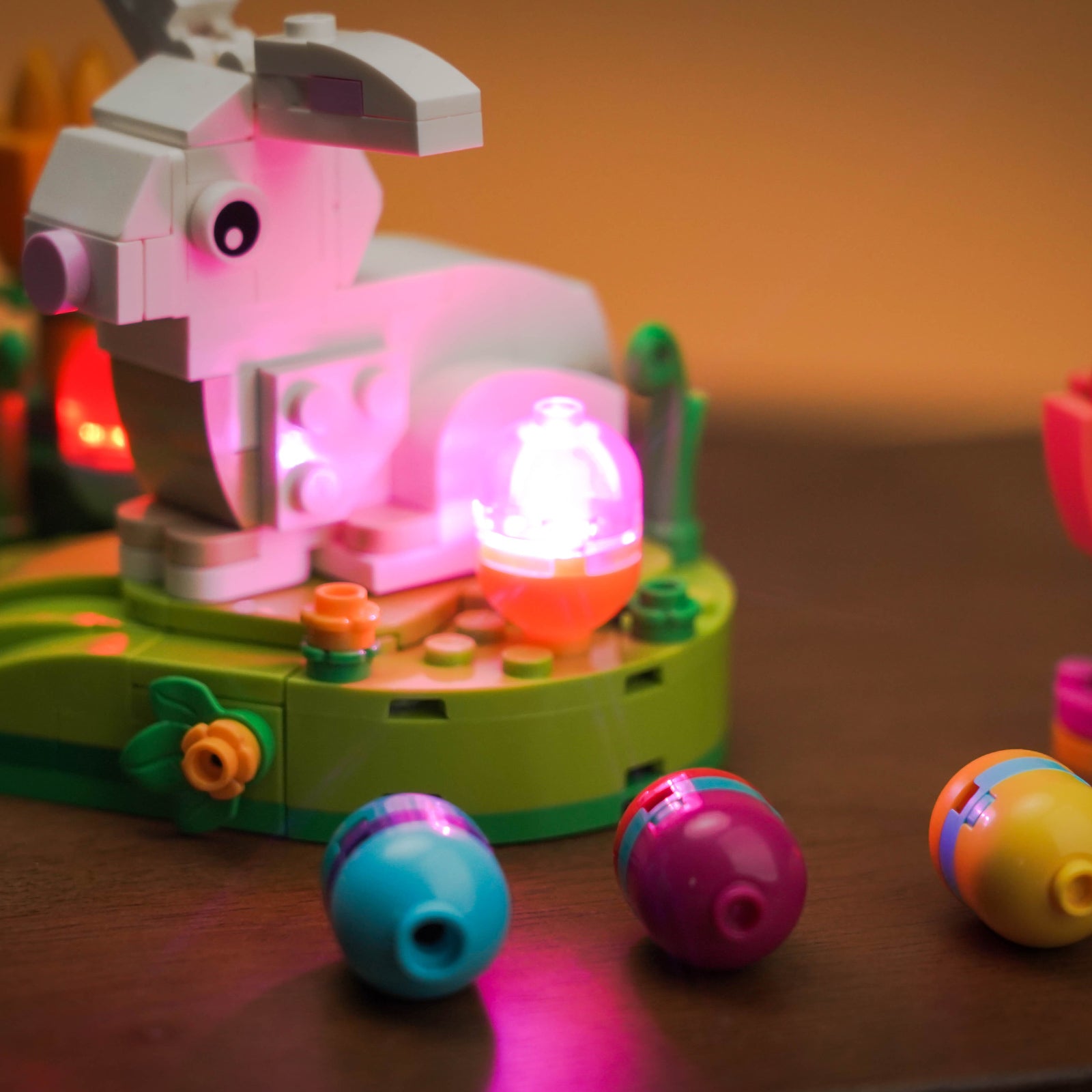 Detailed Display of BrickBling Light Kit for LEGO Easter Rabbits Display 40523