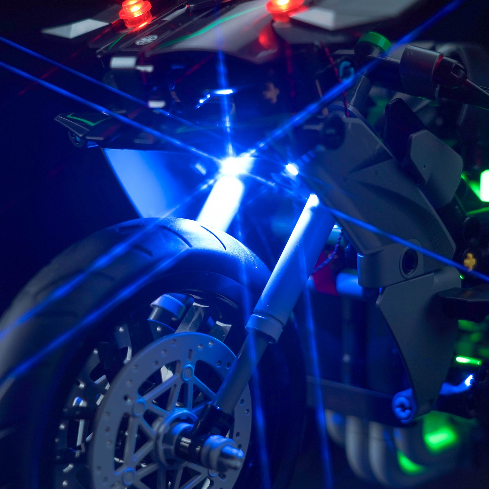 Lighting Details Shown of BrickBling Light Kit for LEGO Kawasaki Ninja H2R Motorcycle 42170