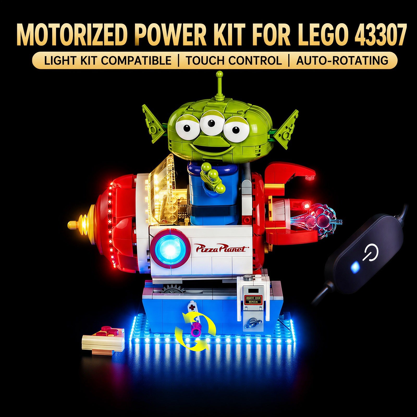 BrickBling Light Kit for LEGO Disney Alien with Pizza Planet Rocket Ride 43307