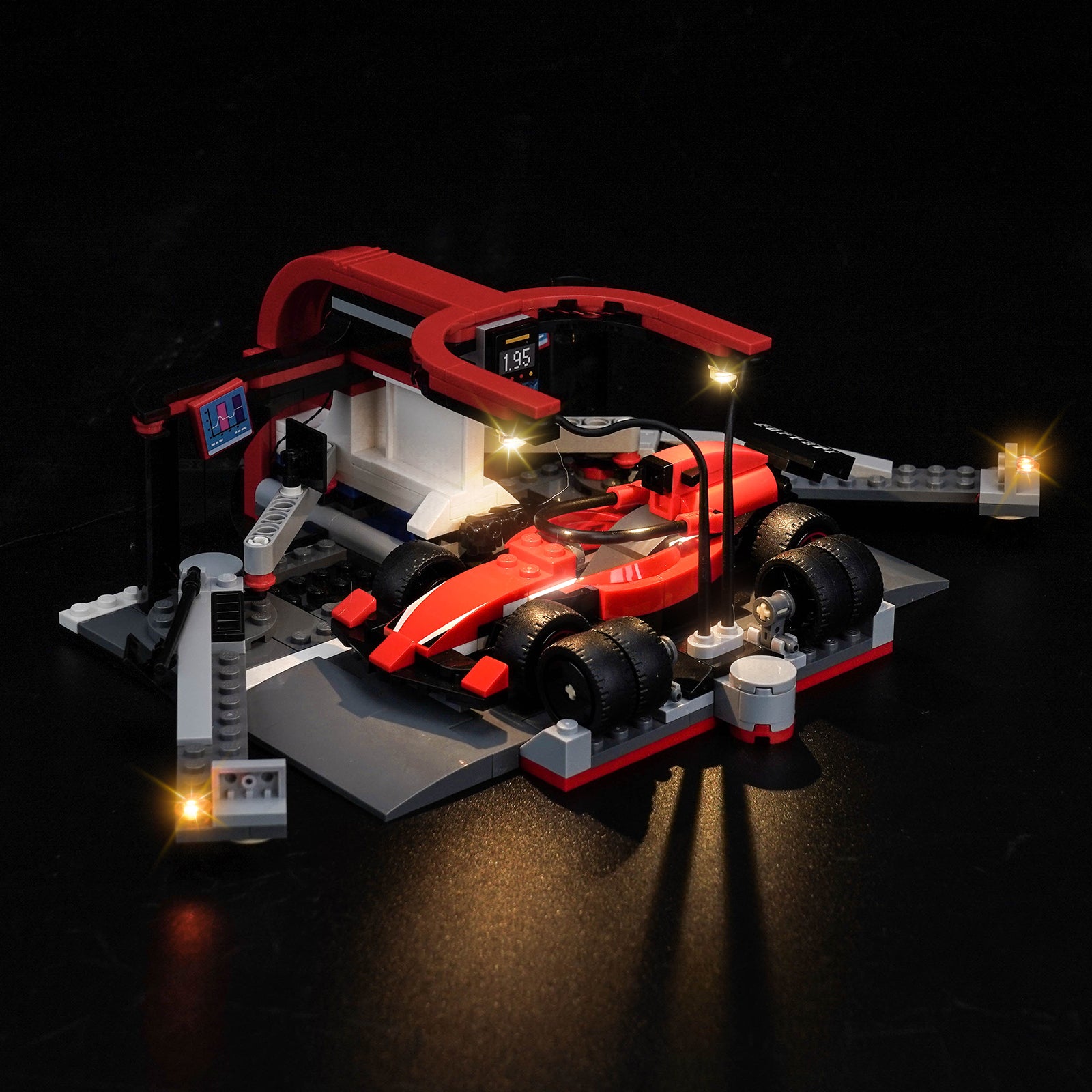 BrickBling Light Kit for LEGO City F1® Pit Stop & Pit Crew with Ferrari Car 60443
