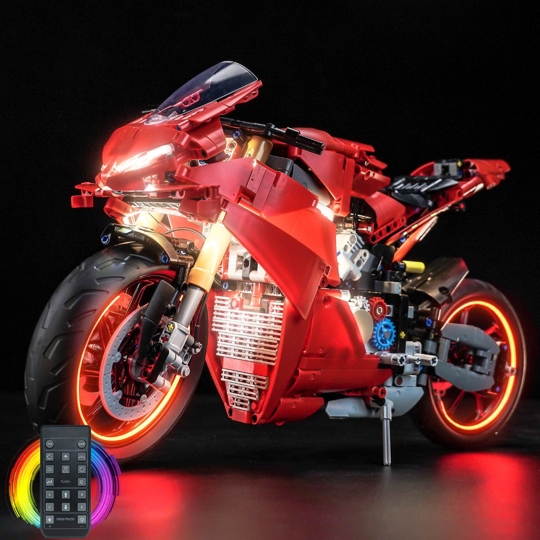 BrickBling Light Kit for LEGO Technic Ducati Panigale V4 S Motorcycle 42202 Remote Control Version