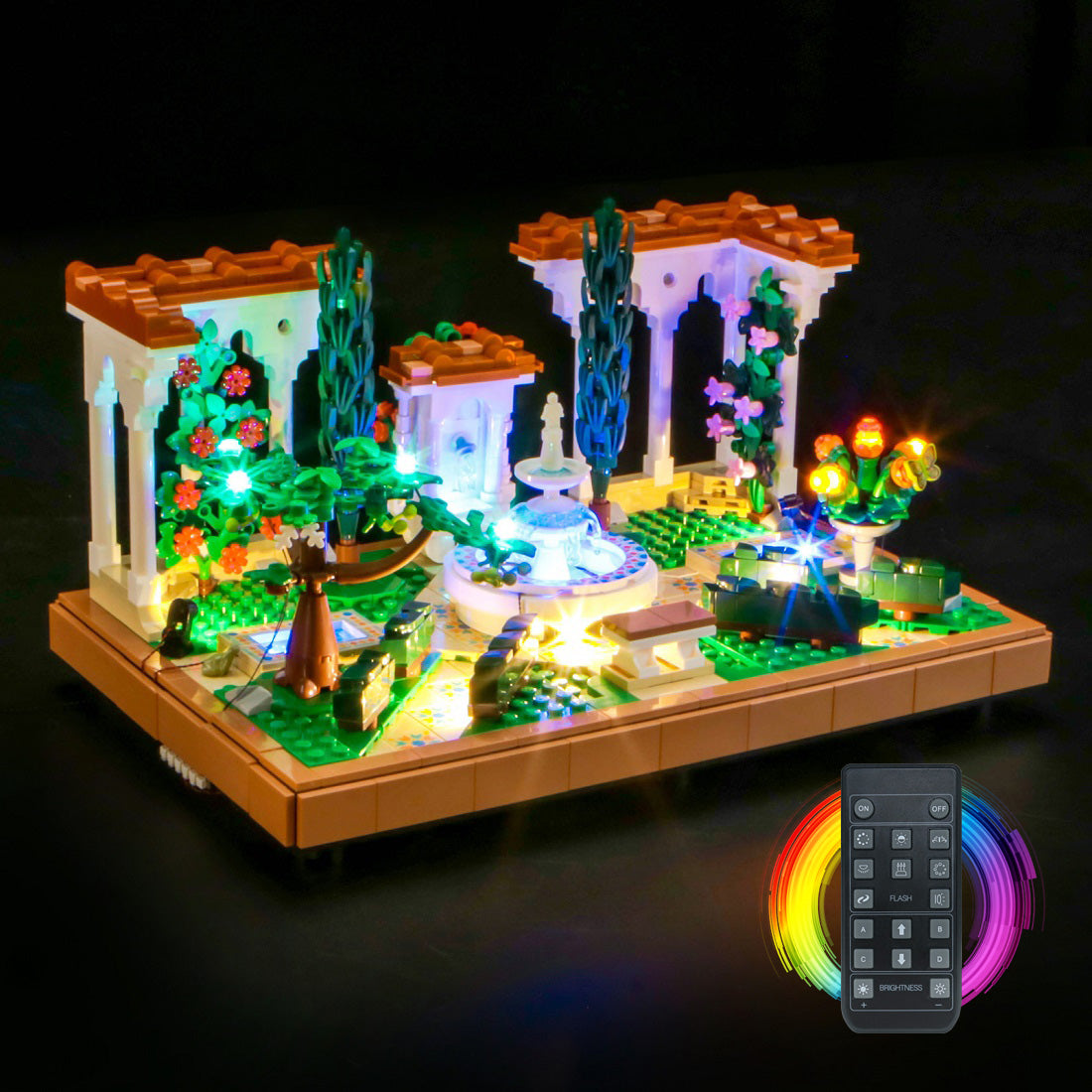 BrickBling Light Kit for LEGO Icons Fountain Garden 10359 Remote Control Version