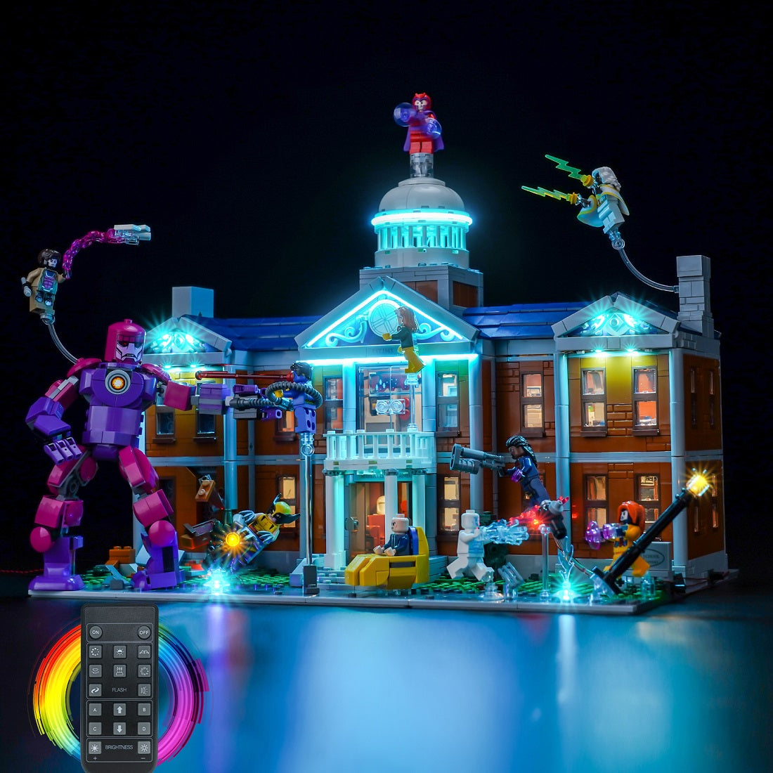 BrickBling Light Kit for LEGO Marvel X-Men: The X-Mansion 76294 – Plus Version Remote Control Version