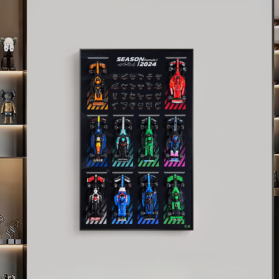 Suitable for LEGO 77242-77251 F1® Speed Champions Race Car Wall Mounted Back Panel Photo Frame Display Board