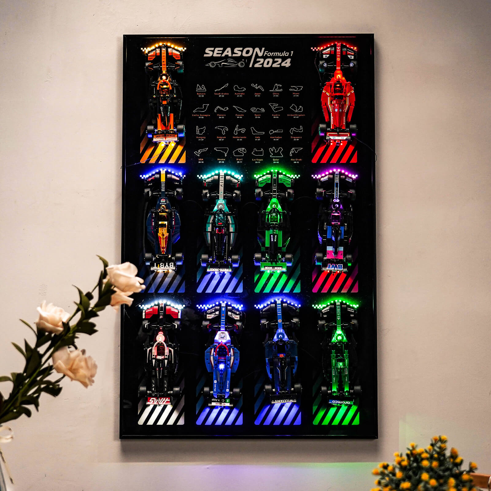 Suitable for LEGO 77242-77251 F1® Speed Champions Race Car Wall Mounted Back Panel Photo Frame Display Board