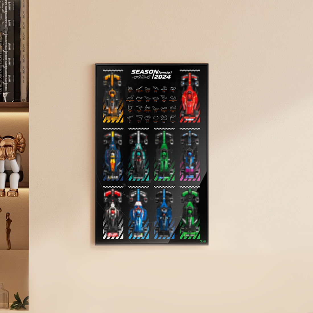 Suitable for LEGO 77242-77251 F1® Speed Champions Race Car Wall Mounted Back Panel Photo Frame Display Board