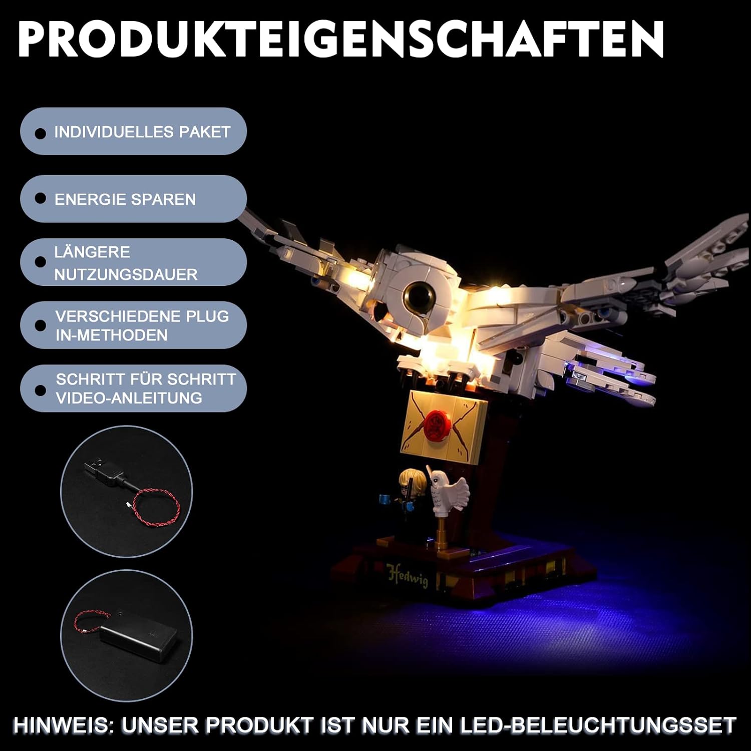 Kit d'éclairage BrickBling pour LEGO Harry Potter Hedwige 75979